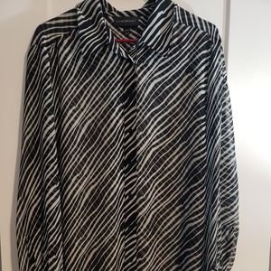 Striped White & Black Lane Bryant Blouse - 18/20